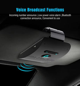 SP09 Handsfree Bluetooth 4.2 Car Kit Speakerphone Sun Visor Clip with Auto On Multi-Point for Wireless Calls Music Streaming
