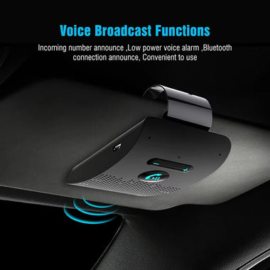 SP09 Handsfree Bluetooth 4.2 Car Kit Speakerphone Sun Visor Clip with Auto On Multi-Point for Wireless Calls Music Streaming