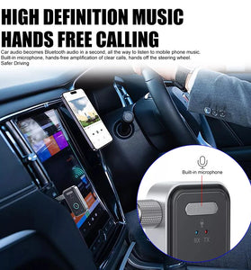 2in1 Bluetooth 5.3 Audio Receiver Transmitter Car Stereo Wireless Adapter Hands Free 3.5mm AUX Jack for Headphone Speaker TV PC