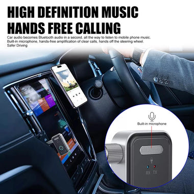 2in1 Bluetooth 5.3 Audio Receiver Transmitter Car Stereo Wireless Adapter Hands Free 3.5mm AUX Jack for Headphone Speaker TV PC