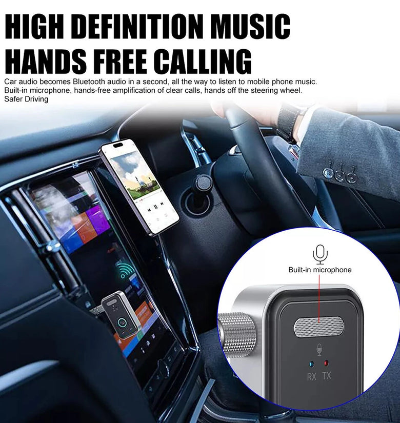 2in1 Bluetooth 5.3 Audio Receiver Transmitter Car Stereo Wireless Adapter Hands Free 3.5mm AUX Jack for Headphone Speaker TV PC