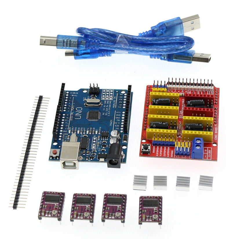 V3.0 Engraver CNC Shield+R3 Board+4pcs A4988/DRV8825 Driver Expansion Board for 3D Printer Set Kit