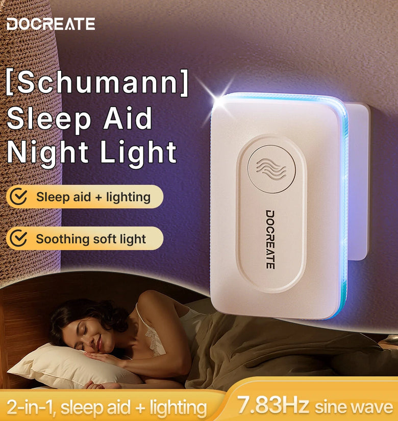 DOCREATE SL06 Sleep Night Light 7.83Hz Frequency Soft Light Low Power Compact Design Silent Operation Plug and Play Energy Saving Night Lamp