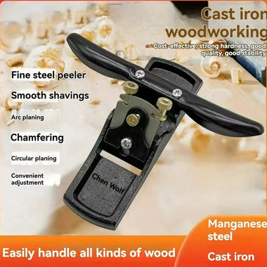 Adjustable Woodworking Hand Plane with Manganese Steel Blade Metal Construction for Smooth Shaving Fine Wood Peeling Manual Operation