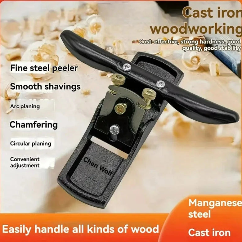 Adjustable Woodworking Hand Plane with Manganese Steel Blade Metal Construction for Smooth Shaving Fine Wood Peeling Manual Operation