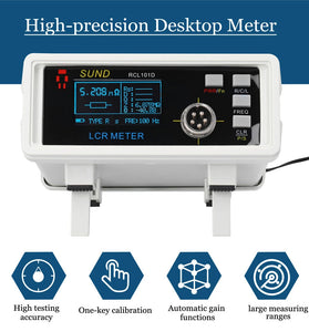 RCL101D Desktop Digital Bridge High Precision LCR Meter 3 in 1 Automatic Ranging Multiple Frequencies 100Hz/10kHz Dual-mode Functionality