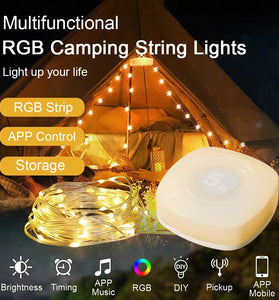 Elfeland 5m Smart Camping Light Strip APP Control Rechargeable Waterproof LED Night Light 16M Colors Music Sync Timer Portable Outdoor Lamp