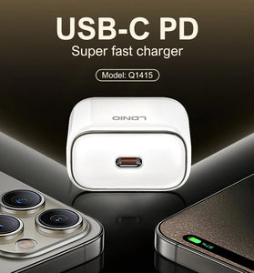 [GaN Tech] LDNIO Q1415 45W 1-Port USB PD Charger USB-C PD PPS Fast Charging Wall Charger Adapter EU Plug US Plug with Type-C to iP/Type-C Cable