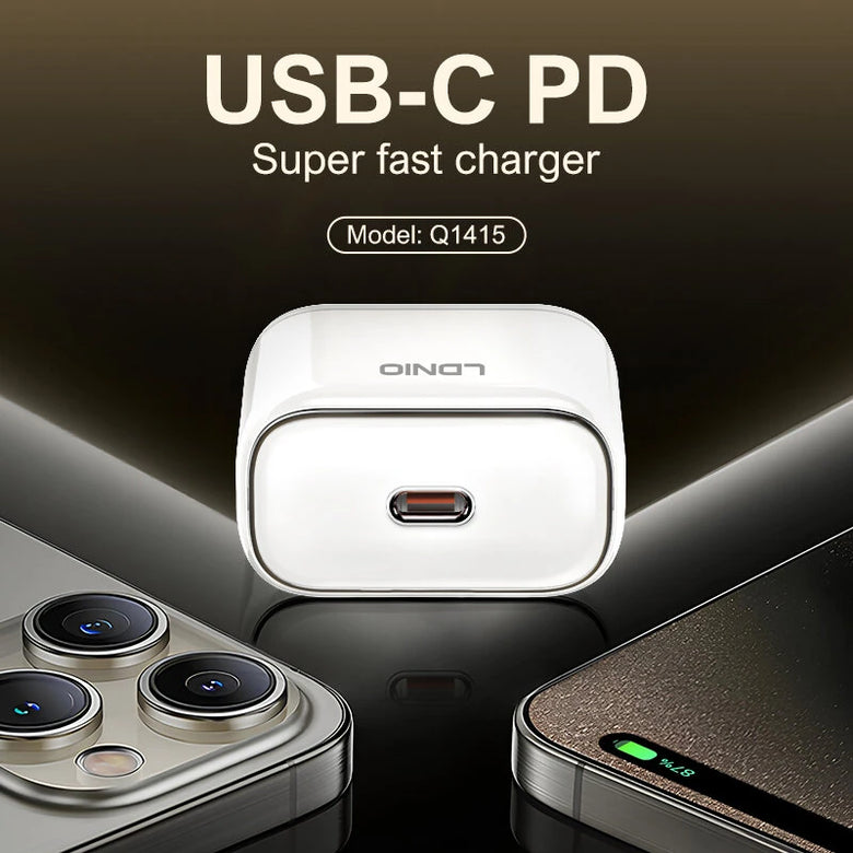 [GaN Tech] LDNIO Q1415 45W 1-Port USB PD Charger USB-C PD PPS Fast Charging Wall Charger Adapter EU Plug US Plug with Type-C to iP/Type-C Cable