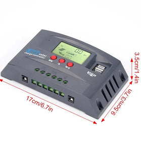 10-100A Solar Charge Controller 12V/24V Automatic Identification Recharger LCD Display Solar Regulator Dual-USB Solar Recharge Controller