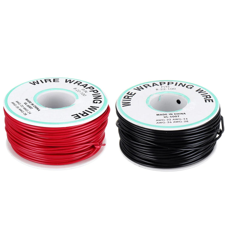 30M 22AWG Black/Red UL 1007 Cable Line PCB Wire Tinned Copper Solid Wires OK Line Electrical Wire DIY