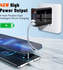 ADC-F004 45W 4-Port USB PD Charger 2USB-A+2Type-C PD QC3.0 Fast Charging Digital Display Wall Charger Adapter EU Plug US Plug for Huawei Pura 70 Ultra for Xiaomi Civi 4 Pro for Samsung Galaxy Z Flip6 for Oppo Reno 12
