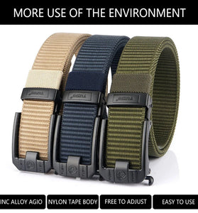 TUSHI 120cm Men Tactical Belt Quick Release Outdoor Military Metal Belt Soft Wear-resistant Nylon Sports Ratchet Belt