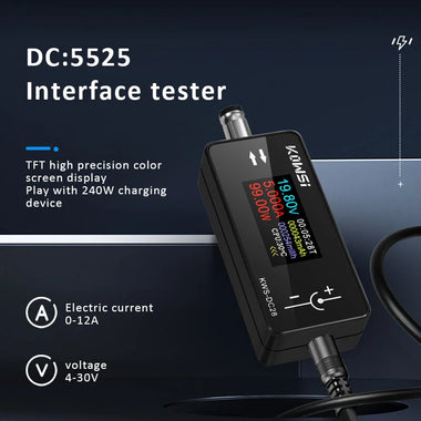 KWS-DC28 Current Voltage Tester 4-30V 12A Digital Ammeter 0.96-inch TFT Display High Precision Compatible with DC Devices