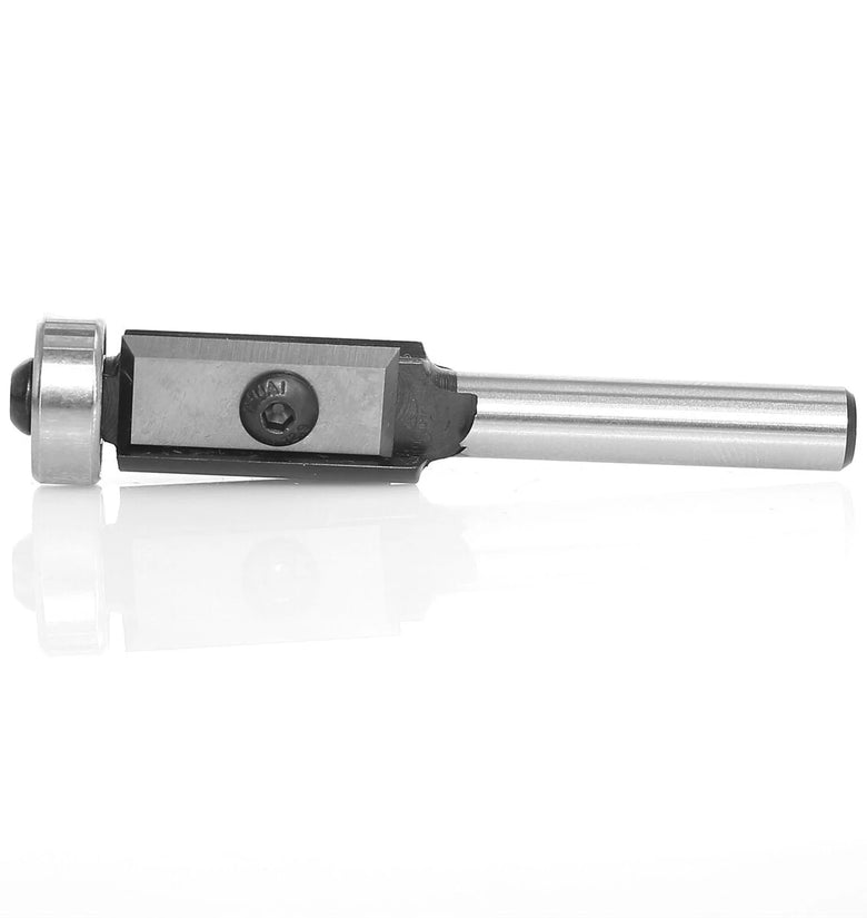 6mm 1/4 Inch 6.35mm Shank 2 Flutes Carbide Insert Flush Trim Router Bit Top Bearing Pattern Bit Woodworking Milling Trimming Knife Edge Milling Cutter for Smooth Finishing