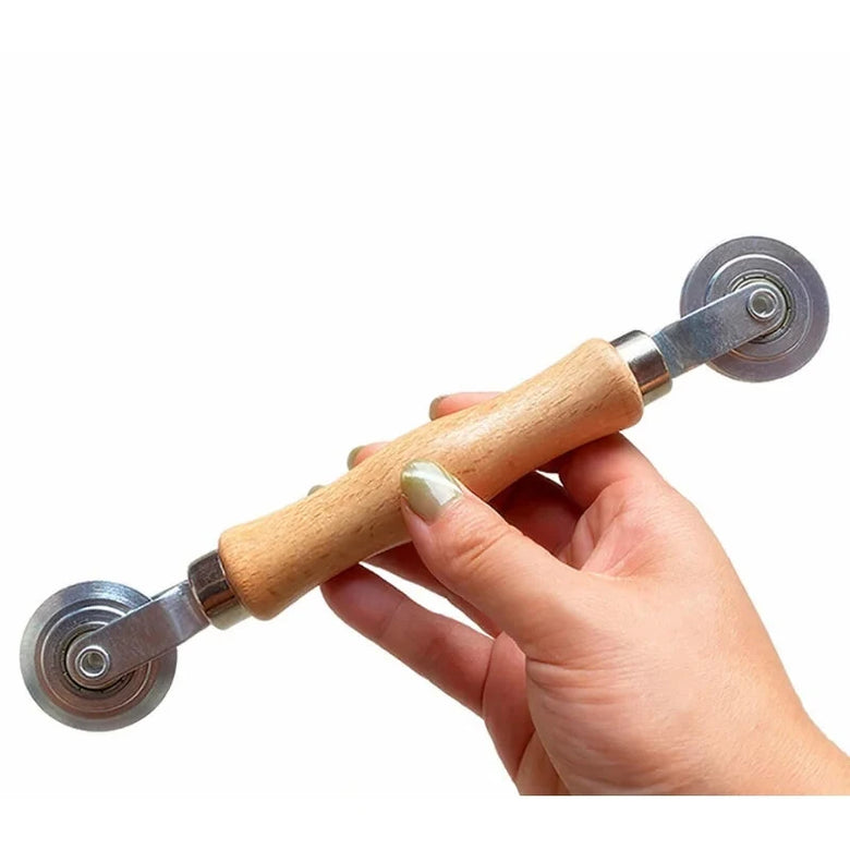 Wooden Handle Metal Wheel Rolling Tool 22cm Length 3.85cm Wheel Diameter Screen Door Double Window Installation Spline Roller Household Tool