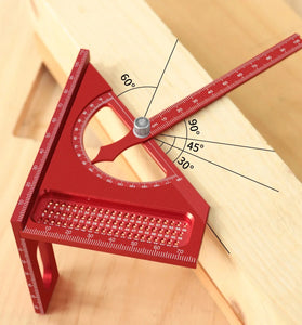 JIGHOLE Adjustable 180 Degree Aluminum Alloy 3D Triangle Measuring Ruler Protractor Carpentry Square Metric Inch Scale CNC Scribing Tool
