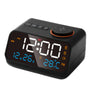 Multi-Functional LED Voice Control Clock Hygrometer FM Radio Dual Alarms Adjustable Brightness Temperature Humidity Display USB Charging