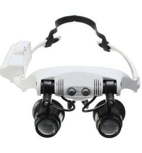 Portable Head Wearing Magnifying Glass 10X 15X 20X 25X LED Double Eye Repair Magnifier Loupe