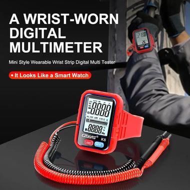 Mini Digital Multimeter Wrist-Worn 6000 Counts Auto-Ranging High Precision 300V AC/DC Rechargeable Battery Wearable Volt Meter