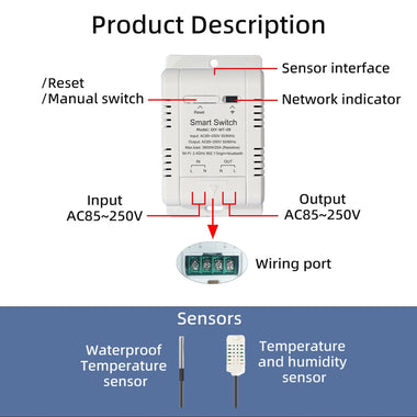 EWeLink Smart WiFi Temperature Humidity Controller Switch 20A 3800W High Power with Temp Sensor Automation Timer Remote App Voice Control with Alexa Google Home