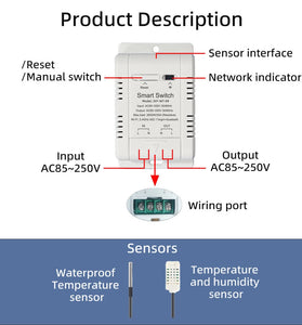 EWeLink Smart WiFi Temperature Humidity Controller Switch 20A 3800W High Power with Temp Sensor Automation Timer Remote App Voice Control with Alexa Google Home