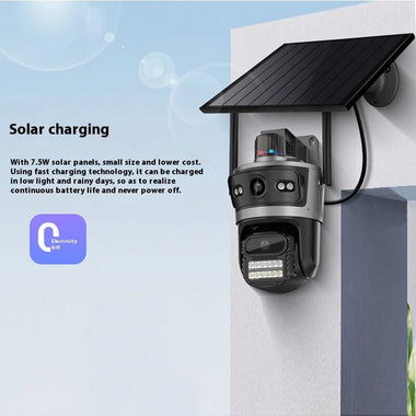 ICSEE Solar 2MP+2MP HD Dual Lens Security Camera 24/7 Recording 4G Wireless  Surveillance 10000mAh Battery IP65 Waterproof Two-way Voice Camera
