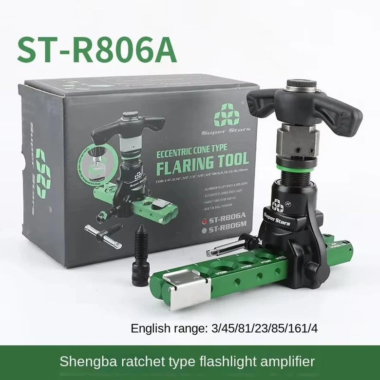 ST-R806A Copper Tube Expander Dual-Use Tool Manual Ratchet Compatible with 5-32mm Tubes Flaring and Reaming Kit for HVAC Repair
