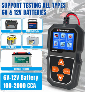 KONNWEI KW218 6V-12V Car Battery Analyzer Diagnostic Tool Professional Car Battery Tester