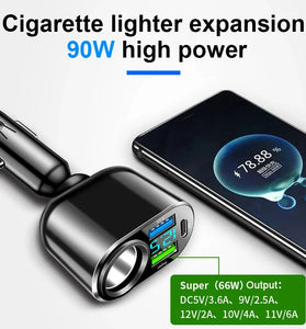 12V-24V Universal Car Charger  Car Fast Charge Adapter Socket 66W USB Phone Charger 360 Rotation for iPhone Samsung Xiaomi