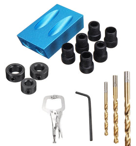 Drillpro Pocket Hole Screw Jig Dowel Drill Guide Woodworking Locator with Drill Bits Woodworking Clamp