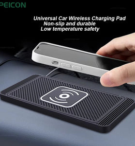 15W Car Wireless Charger Fast Wireless Car Charger Silicone Pad Stand for Smart Phones for iPhone 16 16 Pro 15 14 13 for Huawei Pura X for Xiaomi 15 Ultra for Samsung Galaxy S25 Ultra