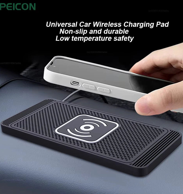 15W Car Wireless Charger Fast Wireless Car Charger Silicone Pad Stand for Smart Phones for iPhone 16 16 Pro 15 14 13 for Huawei Pura X for Xiaomi 15 Ultra for Samsung Galaxy S25 Ultra