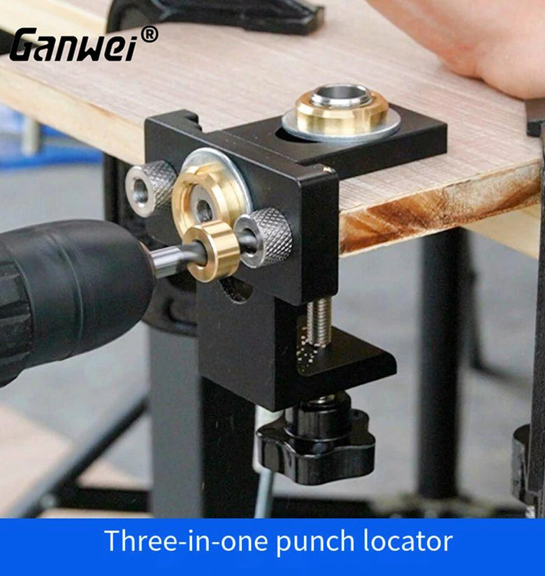 Ganwei 3in1 Punch Locator Aluminum Alloy Woodworking Tool with 0-52mm Clamping Range Engraved Scale Markings Efficient and Convenient Enhance Your Woodworking Projects