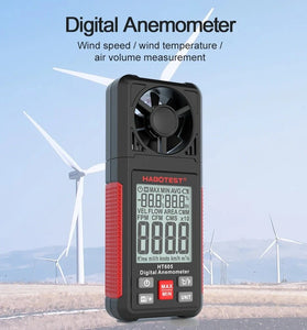 HABOTEST HT605 Digital Anemometer Portable Wind Speed Meter Windmeter LCD Backlight Display Temperature Humidity Meter