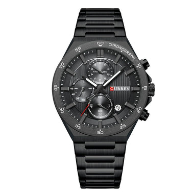 CURREN Fashion Multifunctional Chronograph Date Stainless Steel Men Wristwatch Waterproof Luminous Business Casual Quartz Watch