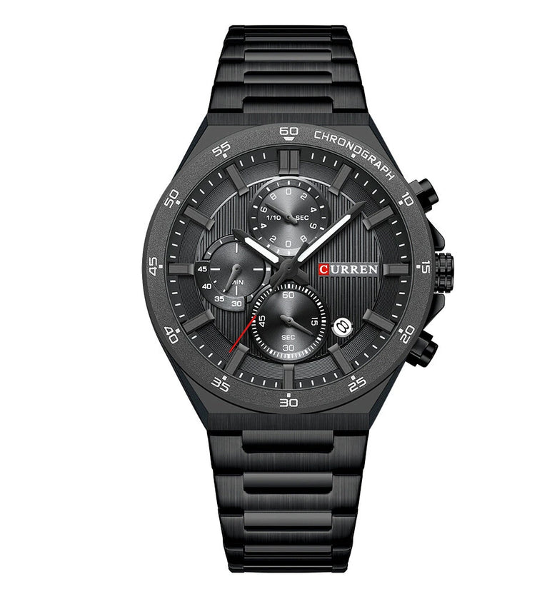 CURREN Fashion Multifunctional Chronograph Date Stainless Steel Men Wristwatch Waterproof Luminous Business Casual Quartz Watch