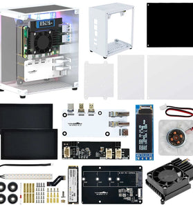 YAHBOOM Raspberry Pi 5 Case Protective Kit with Cooling Fan Chassis RGB Color Light 0.96 Screen Dispaly DIY Electronic Shell Host PCIe