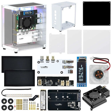 YAHBOOM Raspberry Pi 5 Case Protective Kit with Cooling Fan Chassis RGB Color Light 0.96 Screen Dispaly DIY Electronic Shell Host PCIe