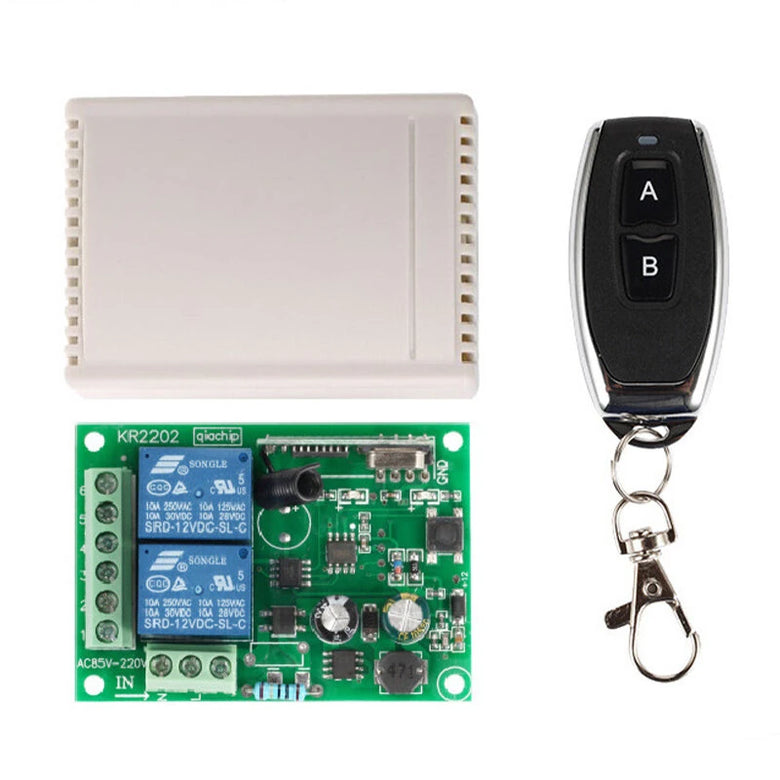 KR2202 433MHz AC 85-250V 2CH RF Remote Control Switch Controller + RF Relay Receiver For Light Garage Door Opener