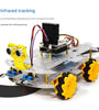 4WD Chassis DIY Intelligent Car Kit Mecanum Wheels Remote Control Ultrasonic Obstacle Avoidance Infrared Tracking Robotics Programming Car Robot
