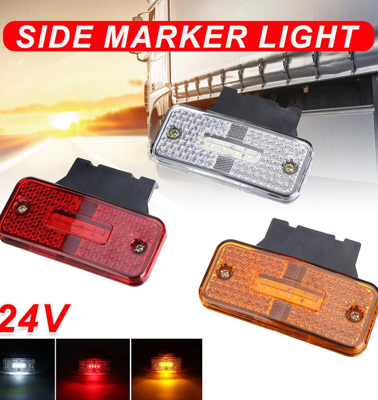 Red/White/ Amber/ 24V 4LED Truck Side Marker Lights Trailer Clearance Tractor Van Side Lamp