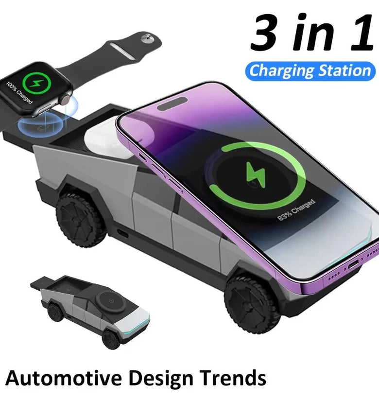 3 in 1 CyberDock Multi-Function Wireless Charger Fast Charging Station Magnetic Phone Stand For IPhone 16 15 Pro Max Apple Galaxy Watch Airpods Pro
