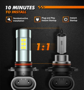 SEALIGHT F1 Pair 4W 380LM Car LED Headlight Blubs 6000K Cool White IP67 Waterproof LED Fog Light Bulbs
