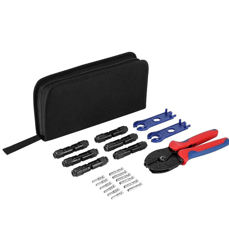 12Pcs Solar Crimper 6Pairs Solar Connectors 1Pair Solar Connector Spanner Wrench Solar Crimper Tool Kit for Solar Panel Cable Wire Solar Installation Assembly Tools