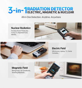 FNIRSI GC-03 Electromagnetic Radiation Tester 3-in-1 Magnetic Electric Field RF Power Geiger Counter Ionizing Radiation Portable Nuclear Tester Real-Time Monitoring