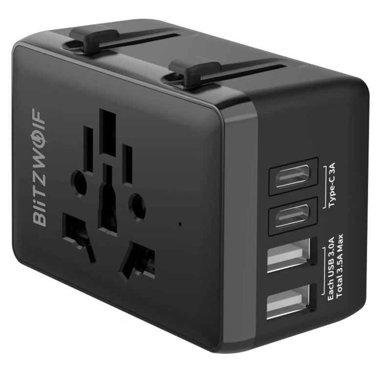 BlitzWolf BW-TA1 Universal Travel Adapter Plug with 4 USB EU UK US AU AC Power Charger Adapter Outlet Converter Socket