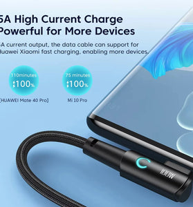 Toocki TQ-X25 5A 100W Type-C to Type-C Cable PD Fast Charging Data Transmission Copper Core Line 1M/2M Long for iPhone 15 15 Plus for Huawei Nova Flip for Samsung Galaxy Z Flip6 for MacBook Pro