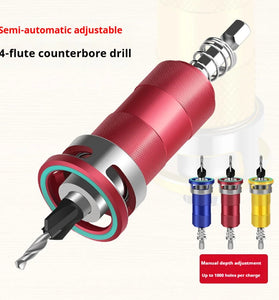 Multifunctional Countersink Drill Bits Adjustable Depth Aluminum Limit Ring High Precision Carbon Steel Bits Woodworking Tools 4 Sizes Drill Bits