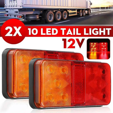 2Pcs 12V 24V 10 LED Tail Light Truck Trailer Truck Tail Light Side Light Turn Signal Indicator Stop Lamp Rear Brake Light IP65 Waterproof